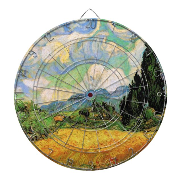 Van Gogh Wheat Field w Cypresses at Haute Galline Dartboard (Front)