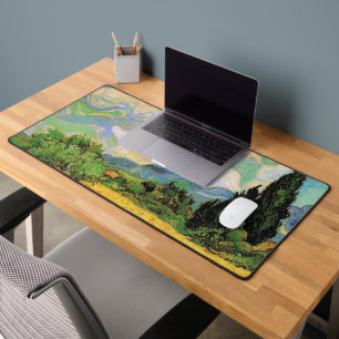 Van Gogh Wheat Field w Cypresses at Haute Galline Desk Mat