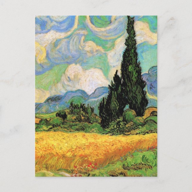 Van Gogh Wheat Field w Cypresses at Haute Galline Postcard (Front)