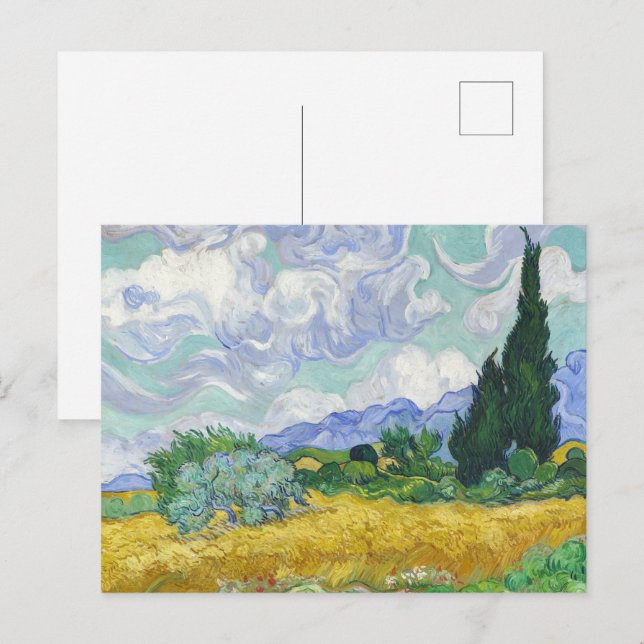 Van Gogh Wheat Field with Cypresses Art Postcard (Front/Back)