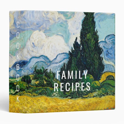 Van Gogh Wheat Field with Cypresses Cookbook  3 Ring Binder