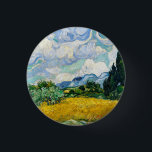 Van Gogh Wheat Field with Cypresses. Impressionism Button<br><div class="desc">Van Gogh "Wheat Field with Cypresses" button.</div>