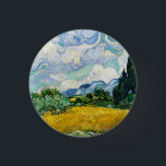 Van Gogh Wheat Field with Cypresses. Impressionism Button<br><div class="desc">Van Gogh "Wheat Field with Cypresses" button.</div>