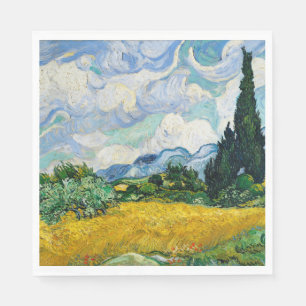 Van Gogh Wheat Field with Cypresses. Impressionism Napkins