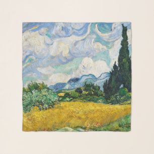 Van Gogh Wheat Field with Cypresses. Impressionism Scarf