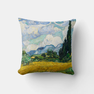 Van Gogh Wheat Field with Cypresses. Impressionism Throw Pillow