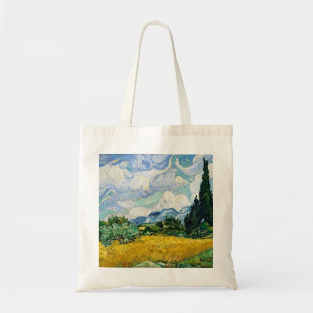 Van Gogh Wheat Field with Cypresses. Impressionism Tote Bag (Front)
