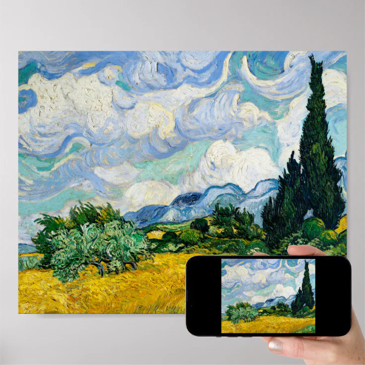 Van Gogh Wheat Field with Cypresses Landscape Poster