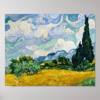 Van Gogh Wheat Field With Cypresses Landscape Poster by LitleStarPaper at Zazzle