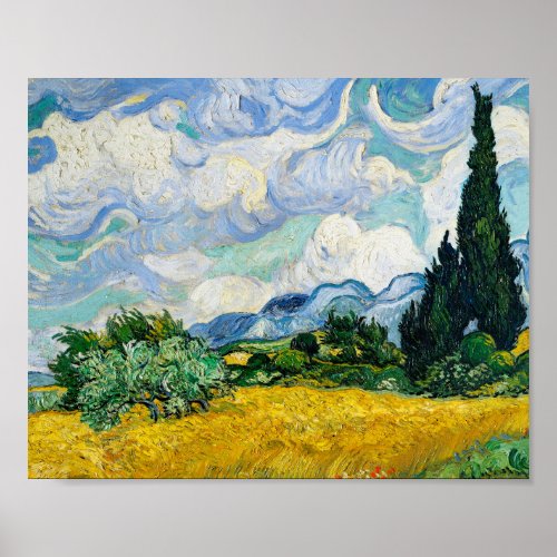 Van Gogh Wheat Field with Cypresses Landscape Poster