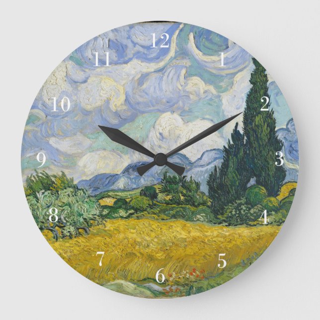 Van Gogh Wheat Field with Cypresses Large Clock (Front)