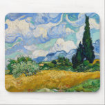Van Gogh Wheat Field with Cypresses Mouse Pad<br><div class="desc">Mouse pad with a digitally cleaned and enhanced classic post-impressionism landscape by Vincent van Gogh,  "A Wheat Field with Cypresses, " from 1889.</div>