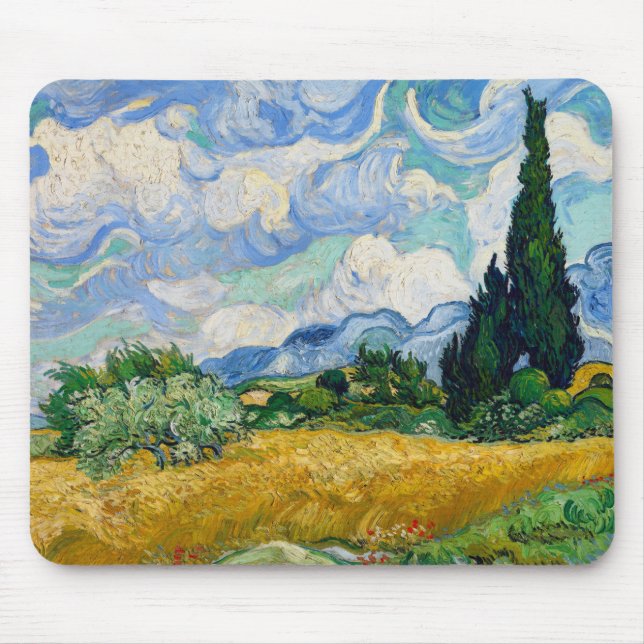 Van Gogh Wheat Field with Cypresses Mouse Pad (Front)