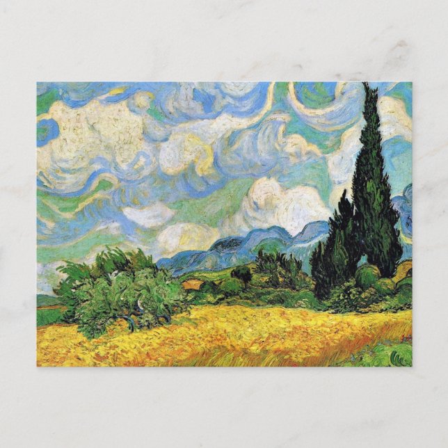 Van Gogh - Wheat Field with Cypresses Postcard (Front)