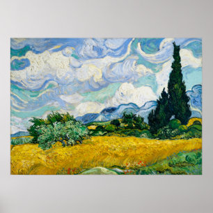Van Gogh Wheat Field with Cypresses Vintage Poster