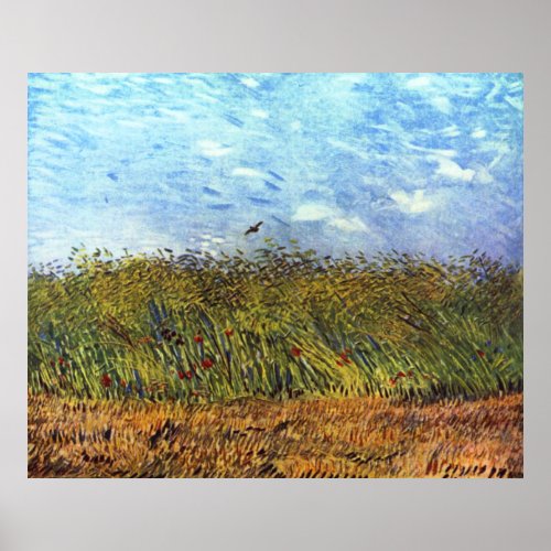 Van Gogh Wheat Field with Poppies and Lark Poster