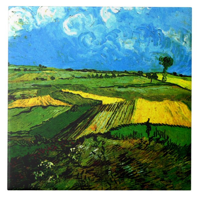 Van Gogh - Wheat Fields at Auvers, Ceramic Tile (Front)