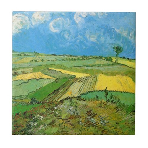 Van Gogh Wheat Fields at Auvers Under Clouded Sky Ceramic Tile