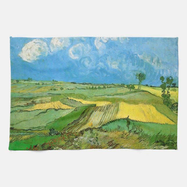 Van Gogh Wheat Fields at Auvers Under Clouded Sky Kitchen Towel (Horizontal)