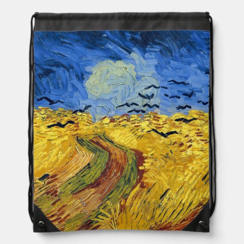 Van Gogh Wheat Fields impressionist Painting Drawstring Bag