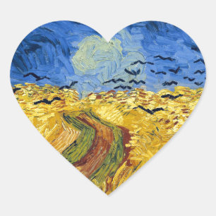 Van Gogh Wheat Fields impressionist Painting Heart Sticker