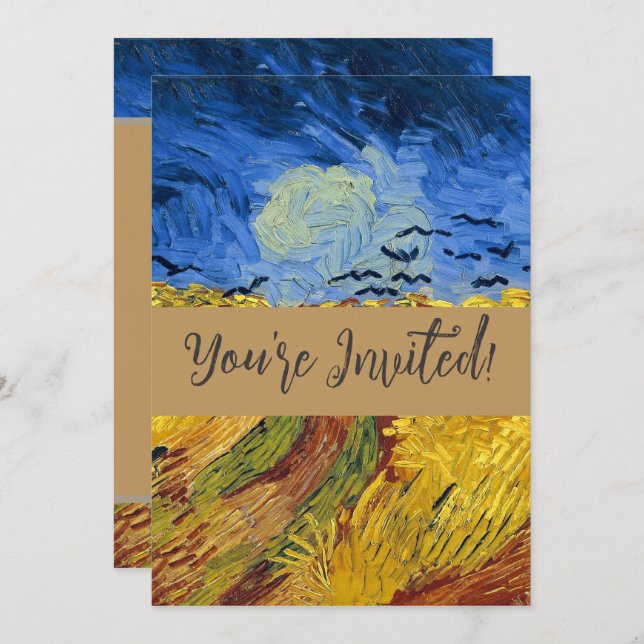 Van Gogh Wheat Fields impressionist Painting Invitation (Front/Back)