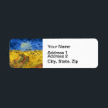 Van Gogh Wheat Fields impressionist Painting Label<br><div class="desc">This painting, by renowned classic impressionist artist Vincent Van Gogh, is called Wheat Fields with Crows. It is one of many in a series of wheat field paintings he created. It was painted in 1890, and was one of Vincent Van Gogh's last works. Wheat Fields with Crows is a dramatic...</div>