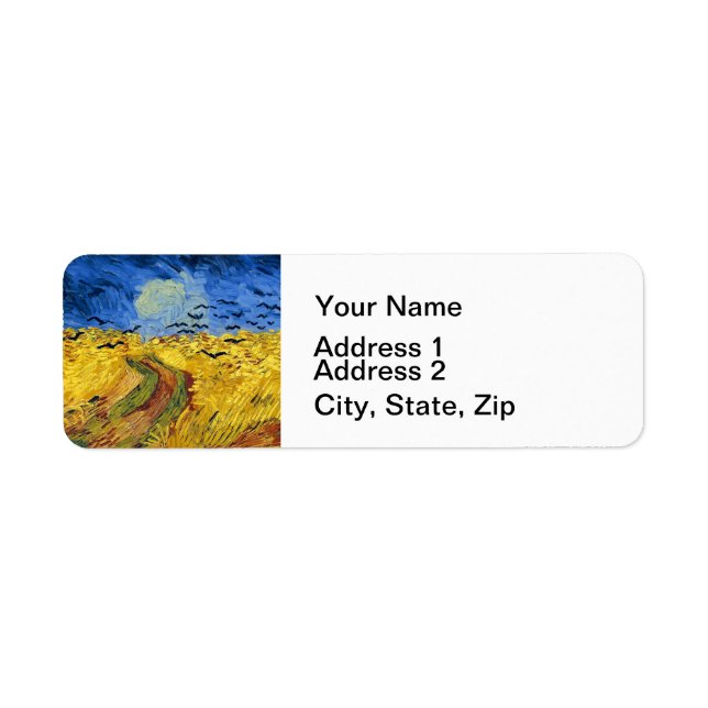 Van Gogh Wheat Fields impressionist Painting Label (Front)