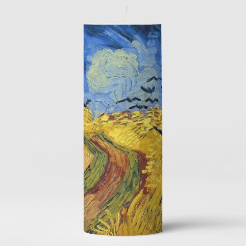 Van Gogh Wheat Fields impressionist Painting Pillar Candle