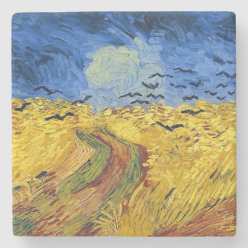 Van Gogh Wheat Fields impressionist Painting Stone Coaster