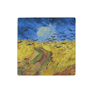 Van Gogh Wheat Fields impressionist Painting Stone Magnet