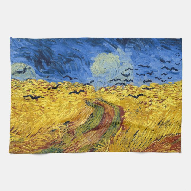 Van Gogh Wheat Fields impressionist Painting Towel (Horizontal)