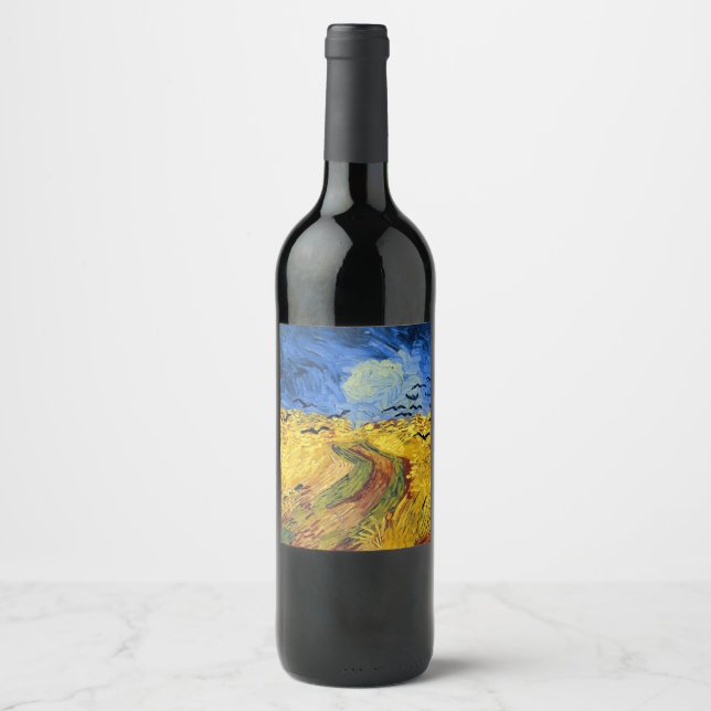 Van Gogh Wheat Fields impressionist Painting Wine Label (Front)