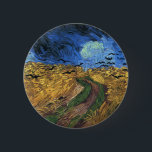 Van Gogh Wheatfield With Crows Button<br><div class="desc">Van Gogh Wheatfield With Crows button. Oil painting on canvas from 1890. Wheatfield with crows remains one of van Gogh’s most beloved landscapes. Completed in the fields of Auvers-sur-oise, the crows bursting up from the wheat field are presented with a beautiful sense of motion and space. A great gift for...</div>