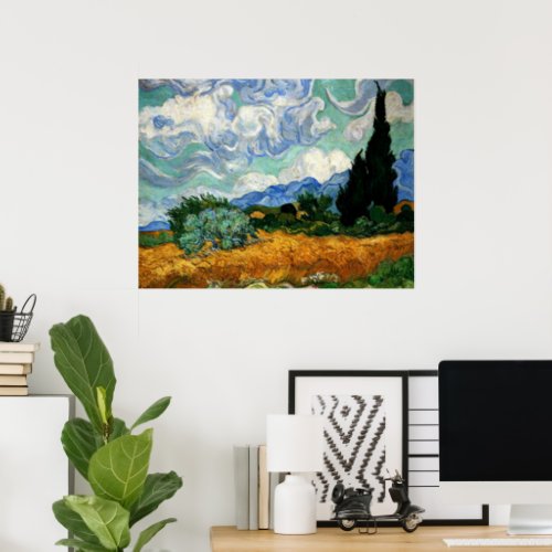 Van Gogh _ Wheatfield with Cypress Tree Poster