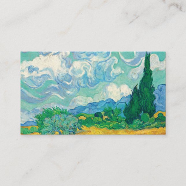 Van Gogh Wheatfield with Cypresses Business Card (Front)