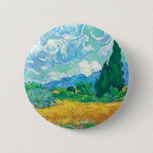 Van Gogh Wheatfield with Cypresses Button