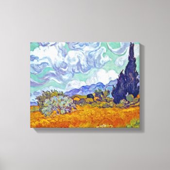 Van Gogh - Wheatfield With Cypresses Canvas Print by ArtLoversCafe at Zazzle