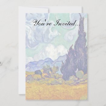 Van Gogh - Wheatfield With Cypresses Invitation by ArtLoversCafe at Zazzle