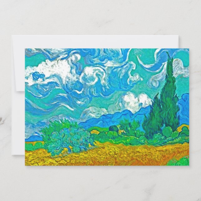 Van Gogh Wheatfield with Cypresses Invitation (Front)