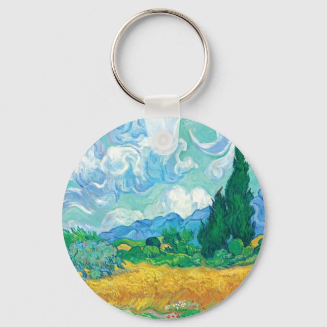Van Gogh Wheatfield with Cypresses Keychain (Front)