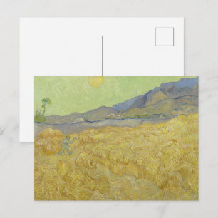 Van Gogh Wheatfield with Reaper - Golden Sun Postcard