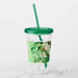 Van Gogh White Roses Acrylic Tumbler