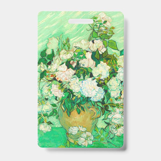Van Gogh White Roses Badge (Front)