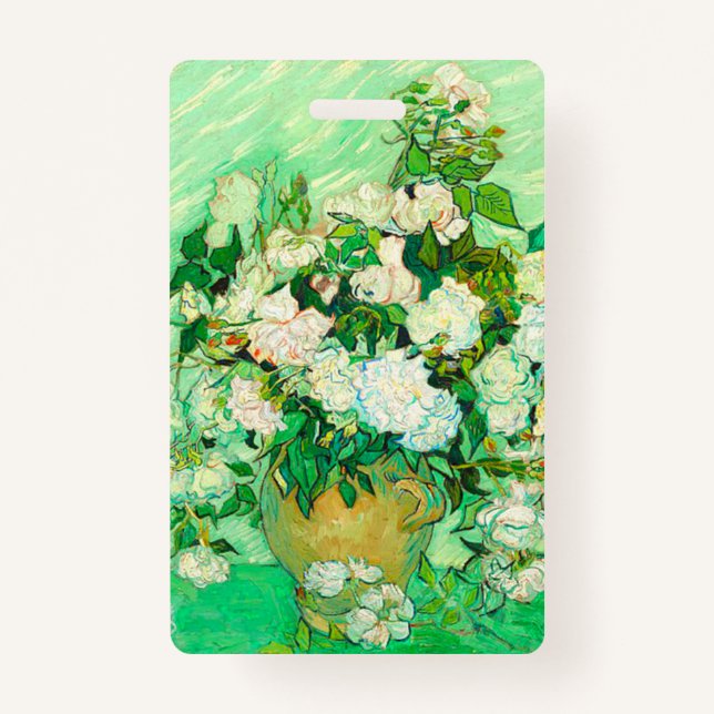 Van Gogh White Roses Badge (Front)