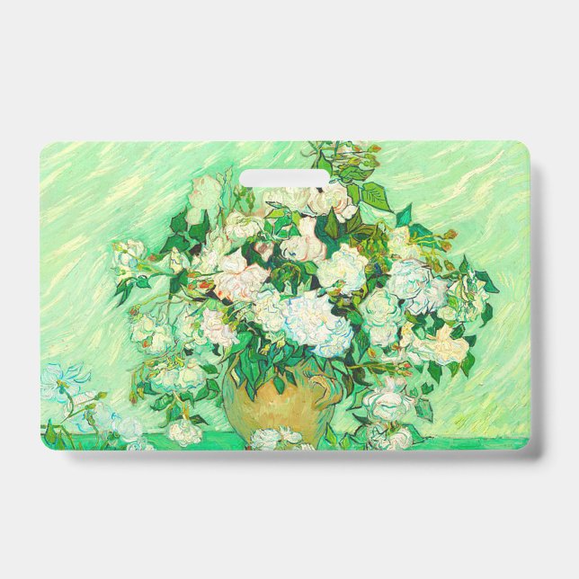 Van Gogh White Roses Badge (Front)