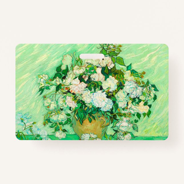 Van Gogh White Roses Badge (Front)