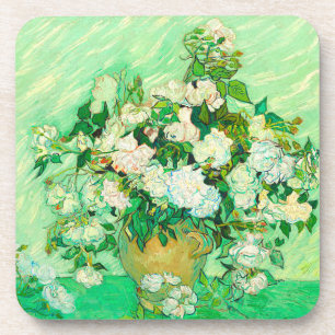 Van Gogh White Roses Beverage Coaster
