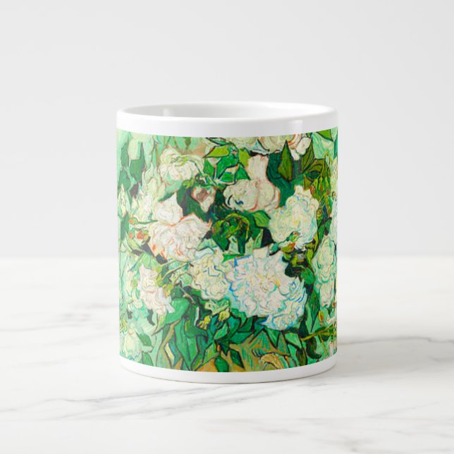 Van Gogh White Roses Giant Coffee Mug (Front)