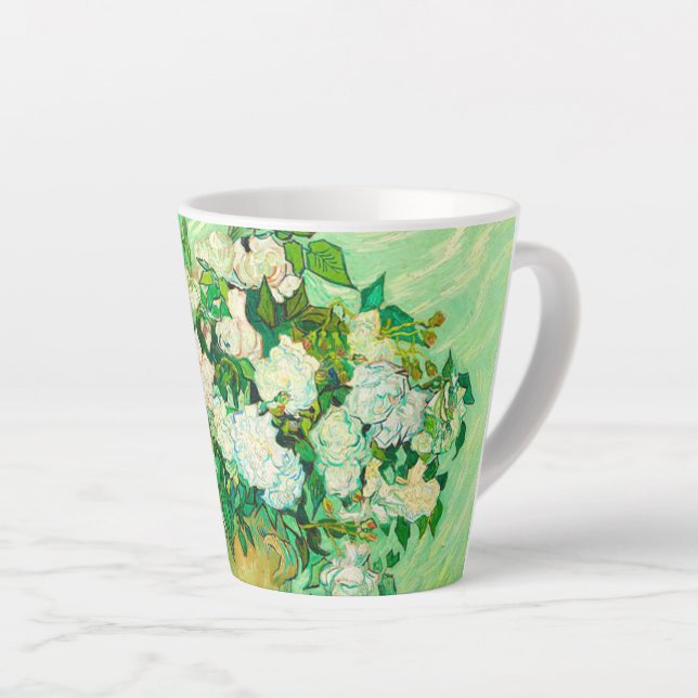 Van Gogh White Roses Latte Mug (Right Angle)